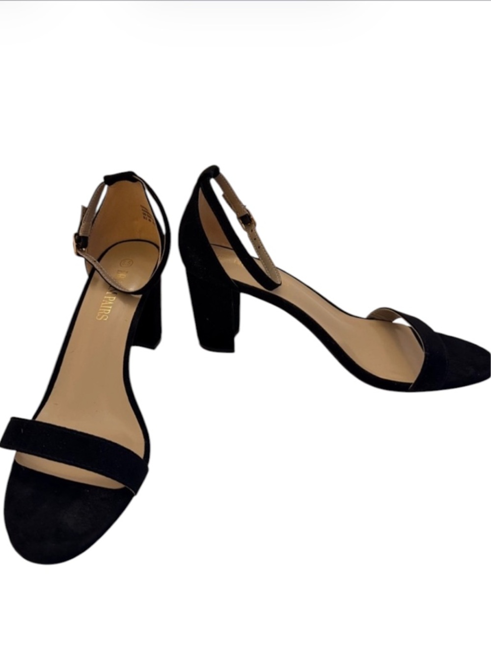 Dream Pairs Black Chunk Low Heel Pump Sandals Ankle Strap Size 8.5